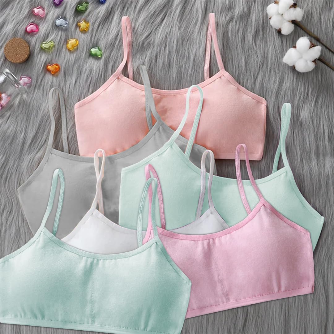 Channo Soutien-Gorge en Coton Basique pour Filles, SansAarmatures et avec Coussinets Amovibles