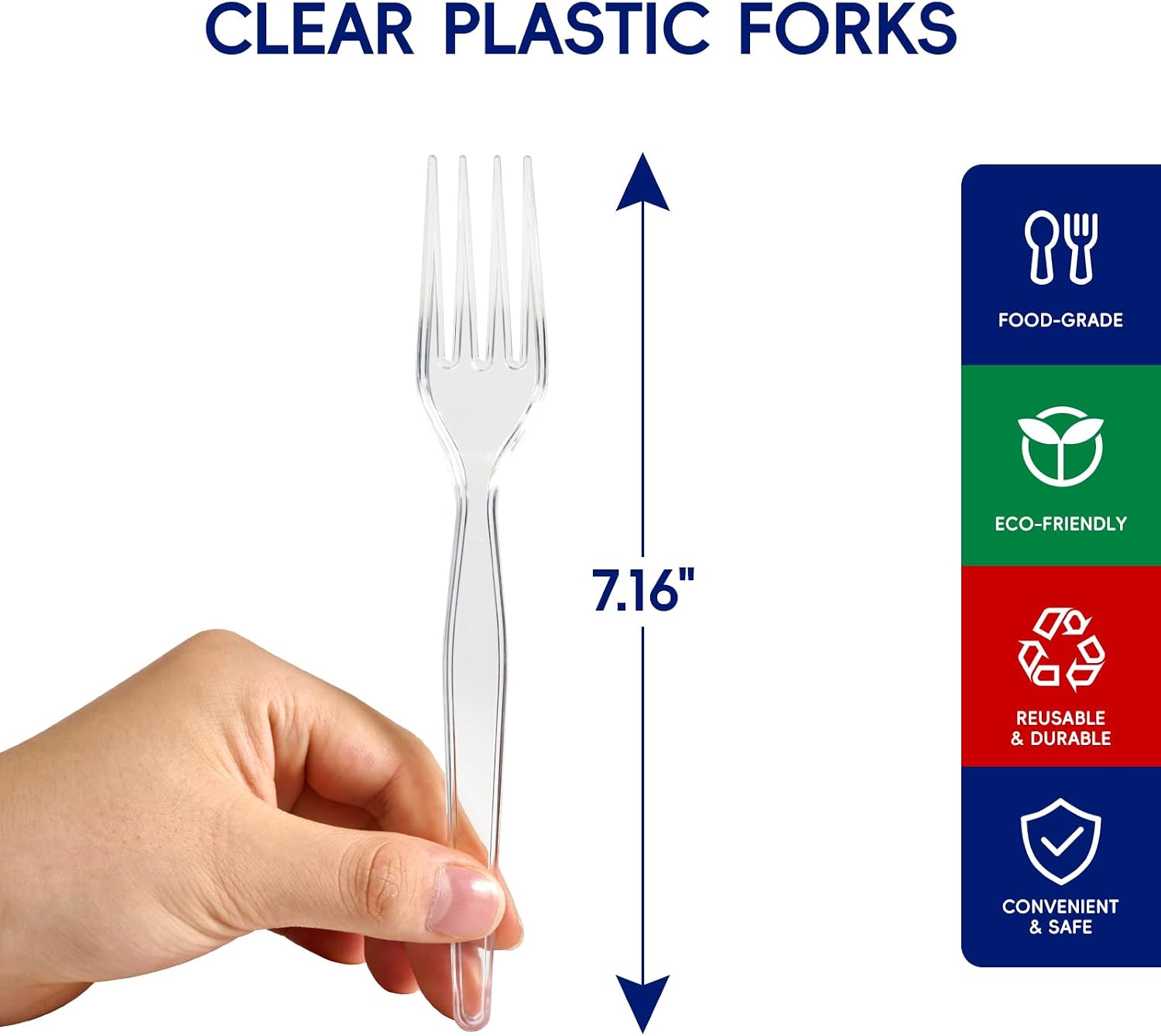 JOLLY CHEF [300 Count] Clear Plastic Forks, Heavy Duty Disposable Forks Utensils, Clear Plastic Silverware Bulk for Home, School, Restaurant, Party, Birthday, Wedding, Gathering or Daily Use
