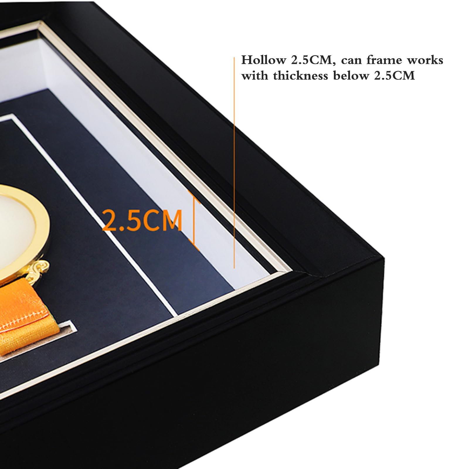 Großer Medaille-Anzeigerahmen, Medaillen-Foto-Präsentationsrahmen, Abzeichen, Medaillen, Gewinner, Schreibtisch und Wand, Schwarz, mehrere Größen(20 inches (5 Medals))