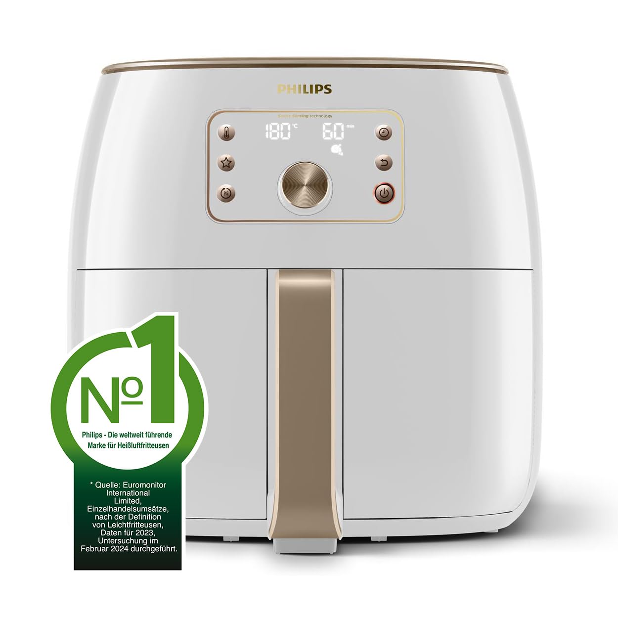 Philips Airfryer Smart Sensing XXL, 7.3L (1.4Kg), 90% Weniger Fett Mit Rapid Air Technologie, Automatisches Kochen, Backblech, HomeID-App (HD9870/20R1) (Generalüberholt)
