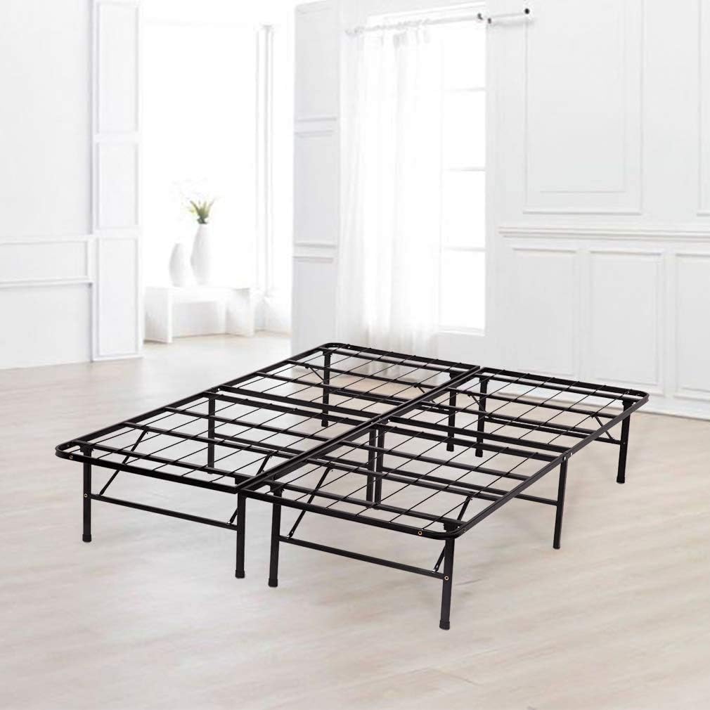 Bed Frame Metal Platform Bed Frame Mattress Foundation Box Spring Replacement Heavy Duty Steel Slat Easy Assembly Noise-Free Black,Twin/Full/King/Queen (King)