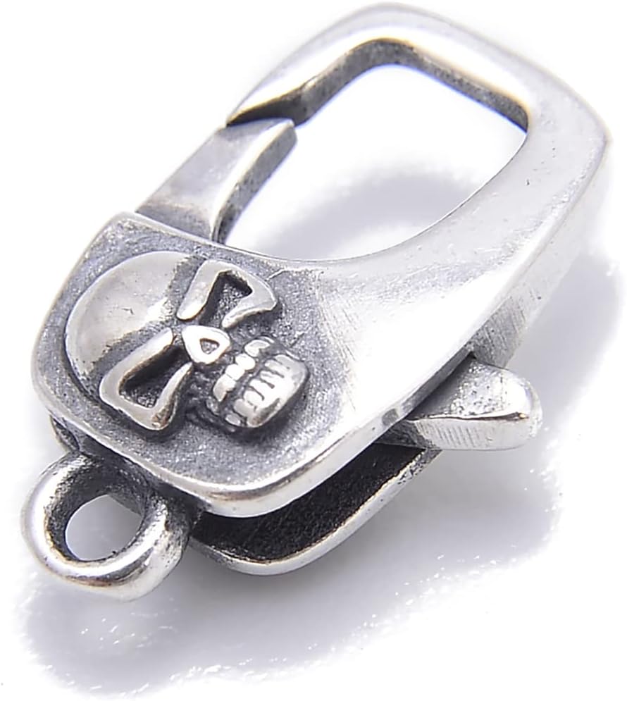 JM Design 925 Sterling Silver Anti-Silver Skull Rectangle Clasp 10x14.5mm 2 Pcs Per Bag for Jewelry Making