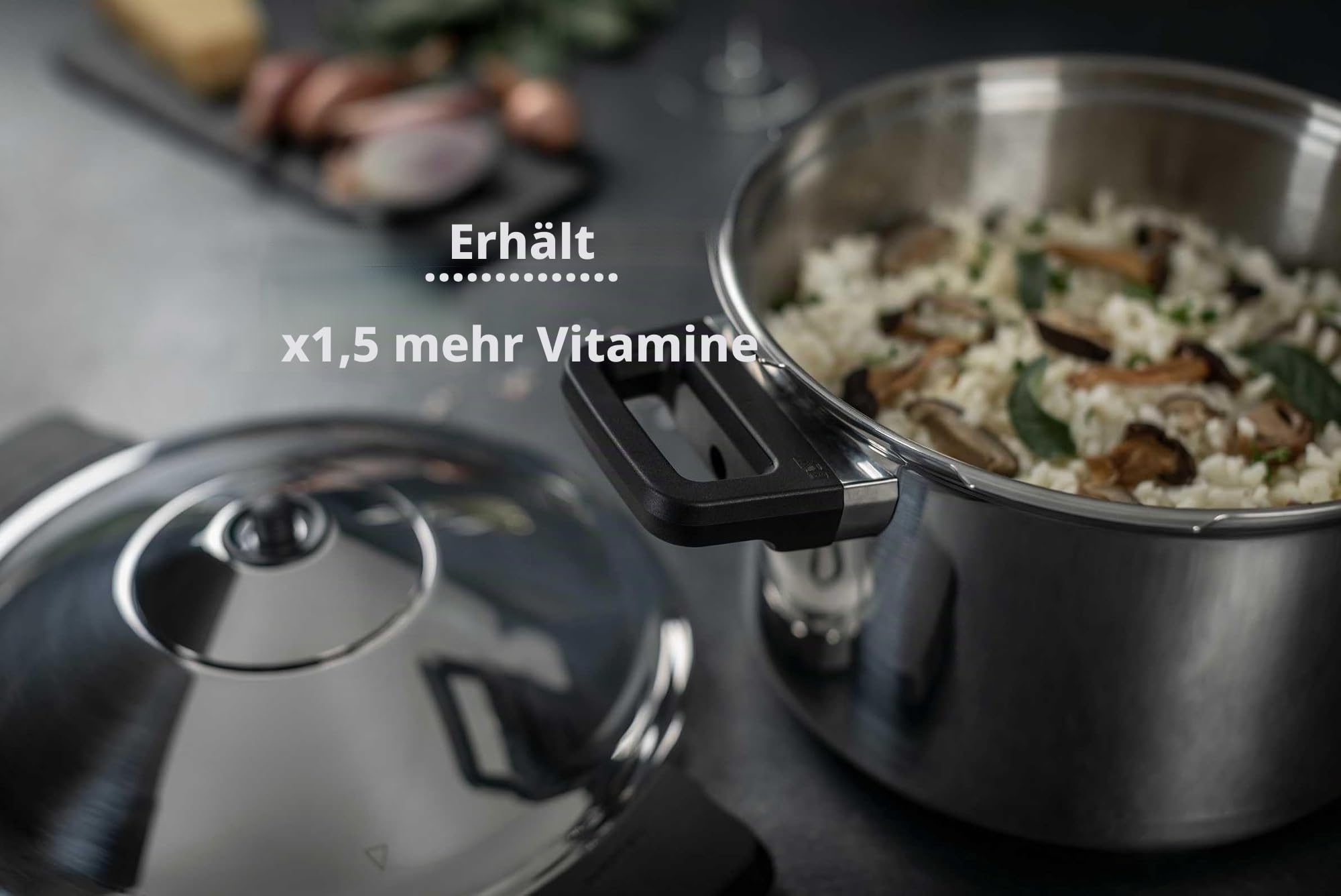 KUHN RIKON Schnellkochtopf/Dampfkochtopf DUROMATIC Inox Set Seitengriffmodelle, induktion, Edelstahl, Silber, Set Topf 8L/24cm + Unterteil 4L/24cm