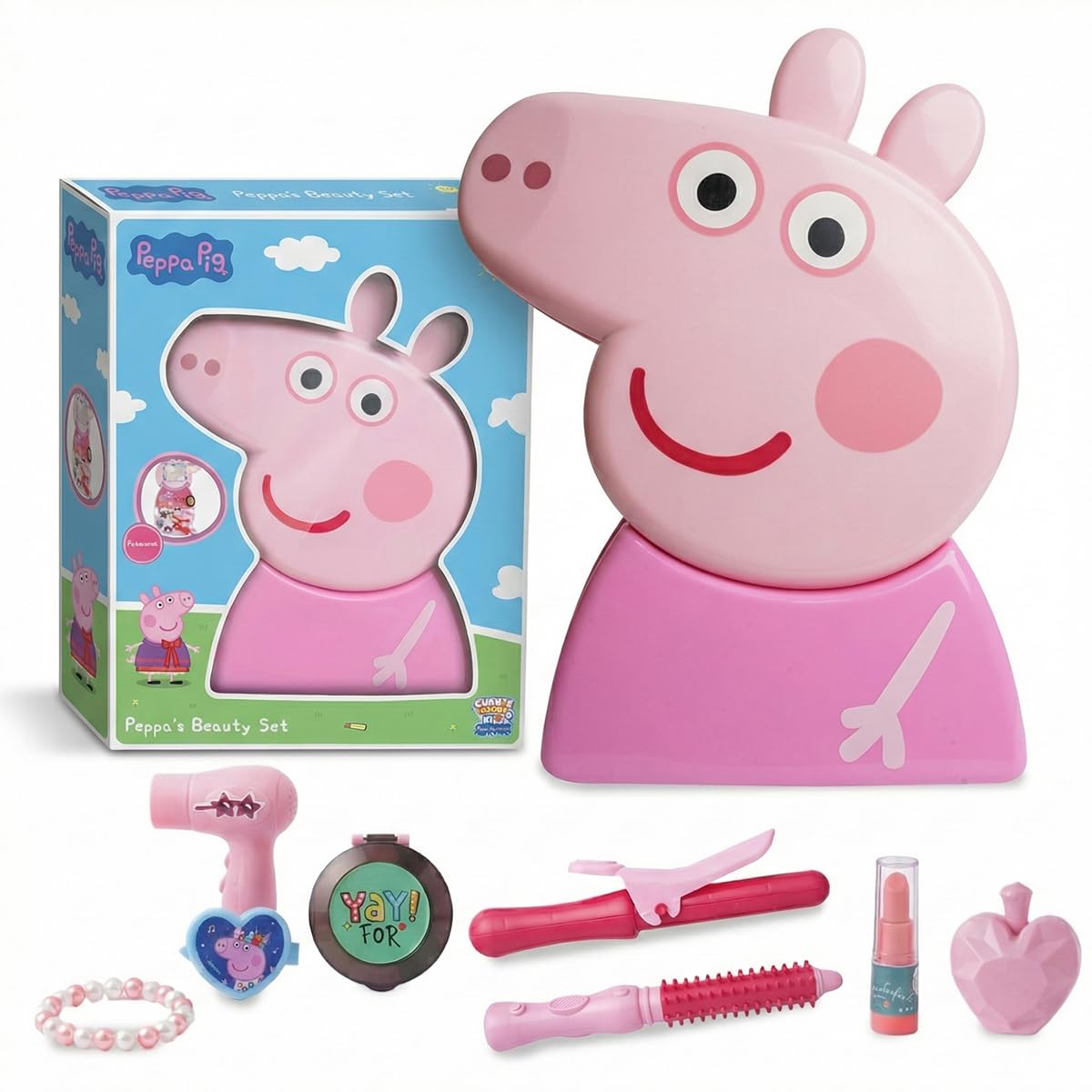 GENIE'S TOY BUS Peppa Pig Beauty Salon Playset – Official Licensed Pretend Play Makeup & Hair Styling Toy with Mirror, Comb & 20+ Accessories for Kids