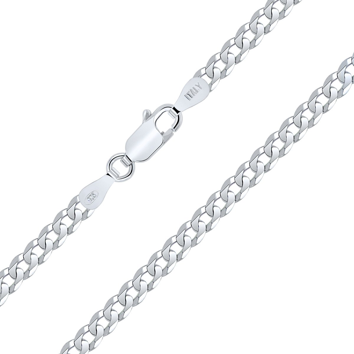 Planetys - Płaski łańcuszek pancerka diamentowany srebro wysokiej próby 925 rodowane łańcuszek - łańcuszek na szyję - szerokość 3,30 mm różne długości: 40-45-50-55-60 cm e srebro, cod. AFC-CHBAG-1102-080-S-45