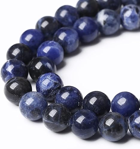 Miniatura 4 de 32 cuentas de piedra de sodalita azul oscuro natural de 0.472 pulgadas (0.472 in), cuentas espaciadoras redondas sueltas para hacer joyas, surtidos