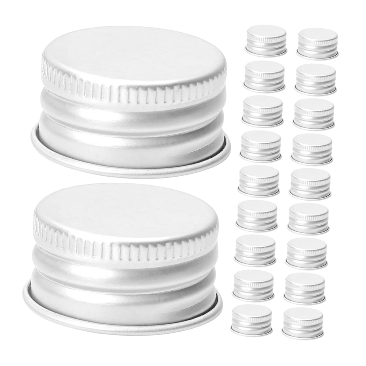 OFFSCH 50pcs Jar Lids Regular Tamper Seal Bottle Cap Transparent Aluminum Screw Caps for Water Bottles