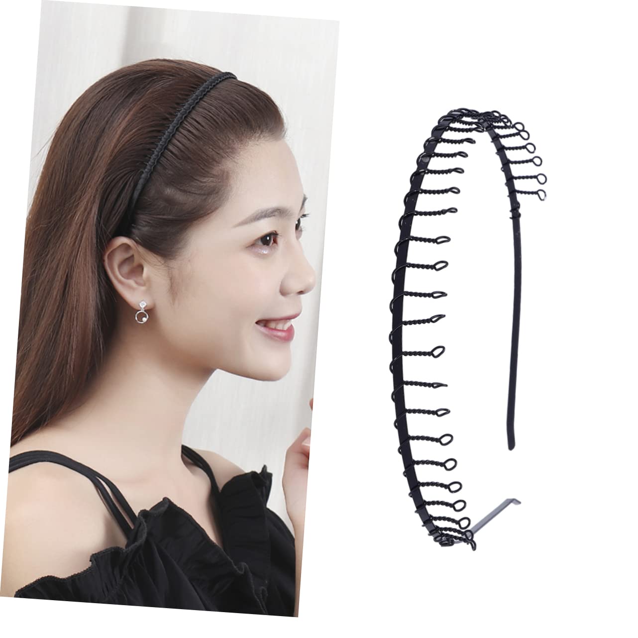 Healeved 0pezzi Fascia Per Nera Con Denti Da Accessori Semplici e Pratici Per Donne e Ragazze Per Feste e Uso Quotidiano