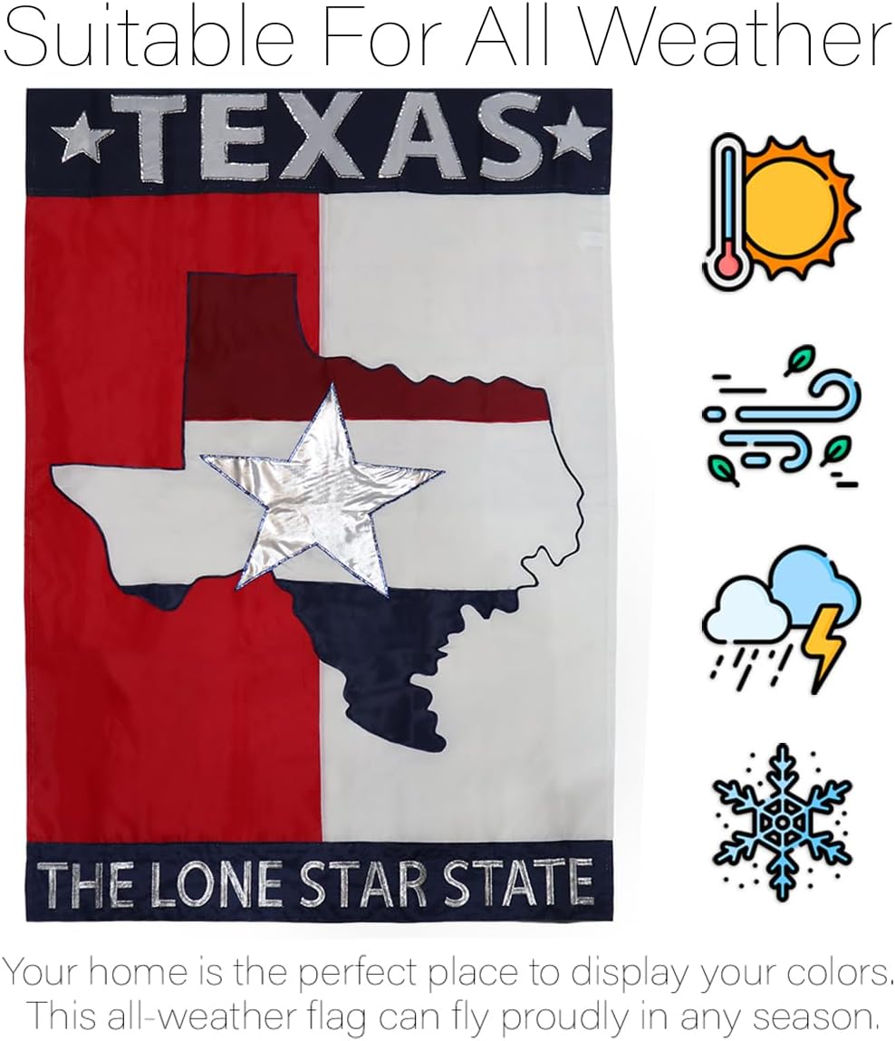 Texas Flag Pole Kit for Independence Day Decoration Flagpole Bracket American Banner Mexican Decor Memorial Lone Star Poster Home Canva Applique Patriotic State Tapestry Bandera USA Texan Pride Gifts - Image 3