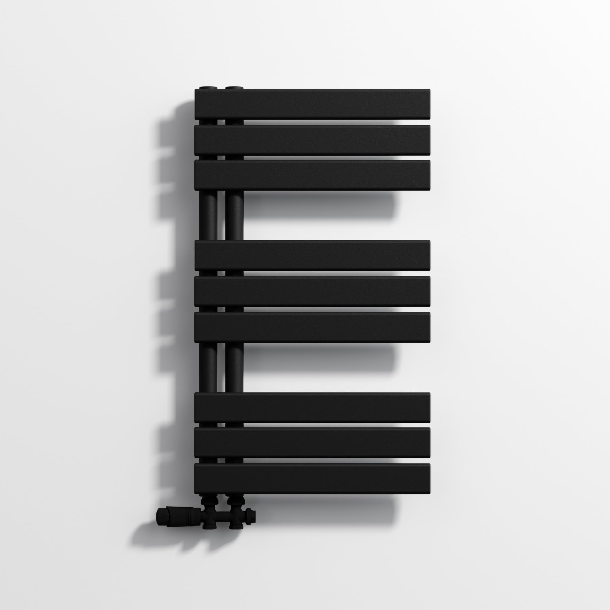 VANCOCO Badheizkörper Handtuchhalter Mittelanschluss, Badheizkörper Handtuchhalter Schwarz 800×450 mm, Bad Feizkörper für Badezimmer, Handtuchwärmer Flach