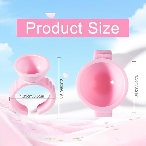 Miniatura 10 de NXJ INFILILA Anillos de pegamento, 300 anillos de pegamento para extensiones de pestañas, vasos desechables para suministros de extensión de