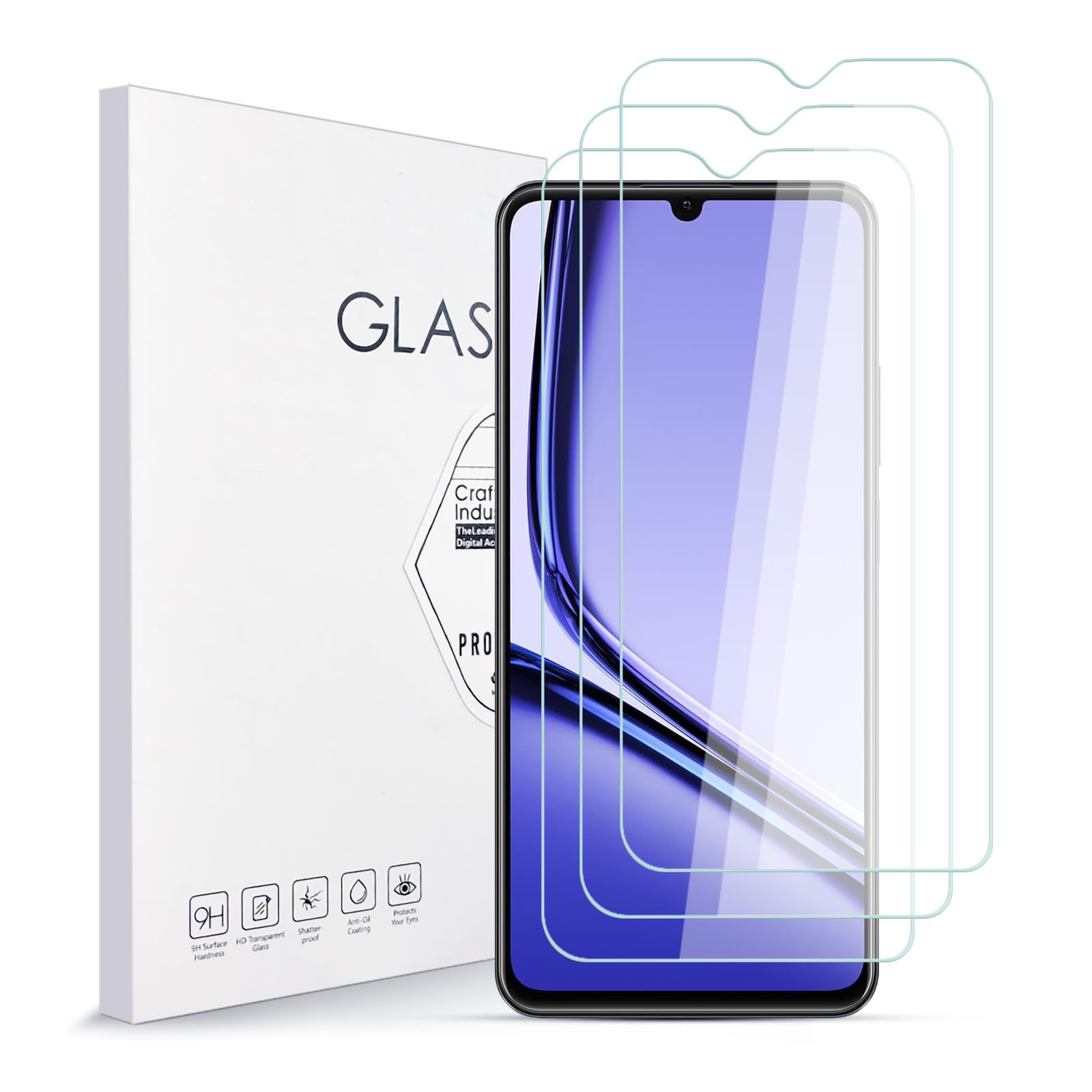 LIUZIHAN Pellicola proteggi schermo in vetro temperato per Realme Note 60 [2 pezzi] + pellicola protettiva per obiettivo fotocamera [2 pezzi], durezza 9H, senza bolle, resistenza ai graffi, copertura