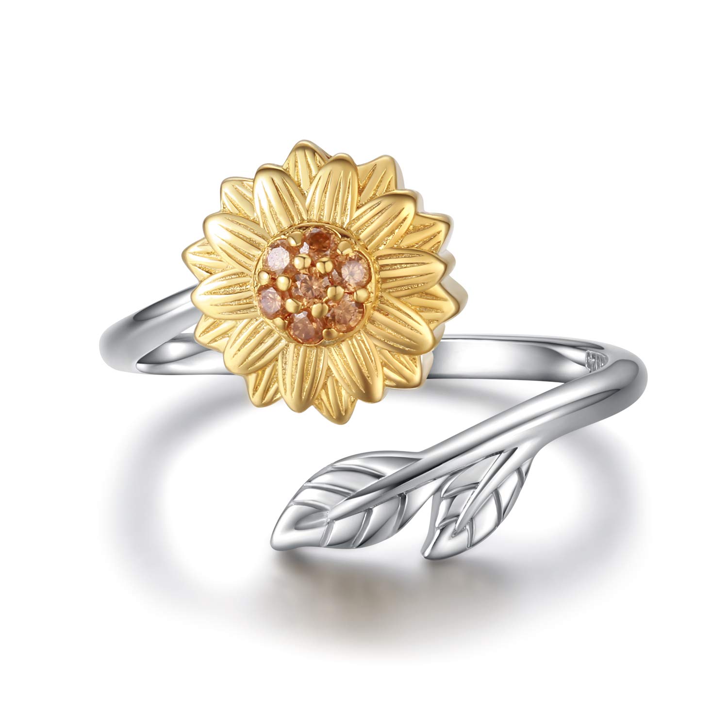 Sunflower Cremation Ring for Ashes - 925 Sterling Silver Adjustable Cremation Urn Jewelry You Are My Sunshine Daisy Memorial Keepsake Locket For