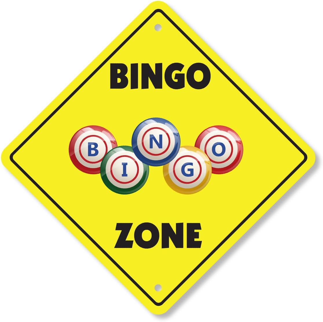 Bingo (2 Pack) Plastic Crossing Sign - 12 Inch X 12 Inch Xing Sign Gift Game Fun Numbers Board Hall Cards Social Night Prize Lucky Play Event