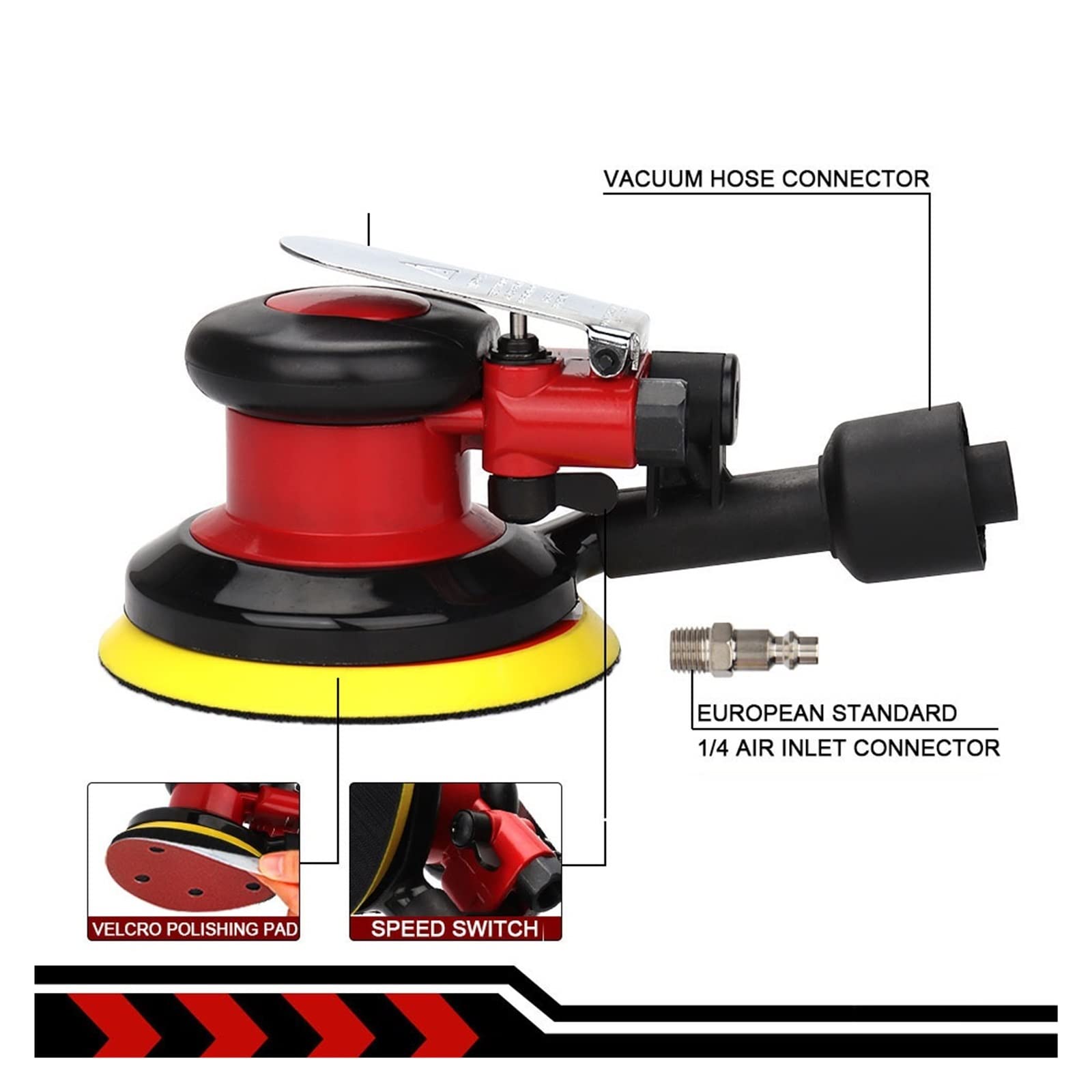 Polerka buforowa, pneumatyczna szlifierka oscylacyjna 125 mm / 150 , mimośrodowa próżniowa, 12 500 obr./min ,Wysoka wydajność(5 In Vacuum Sander)