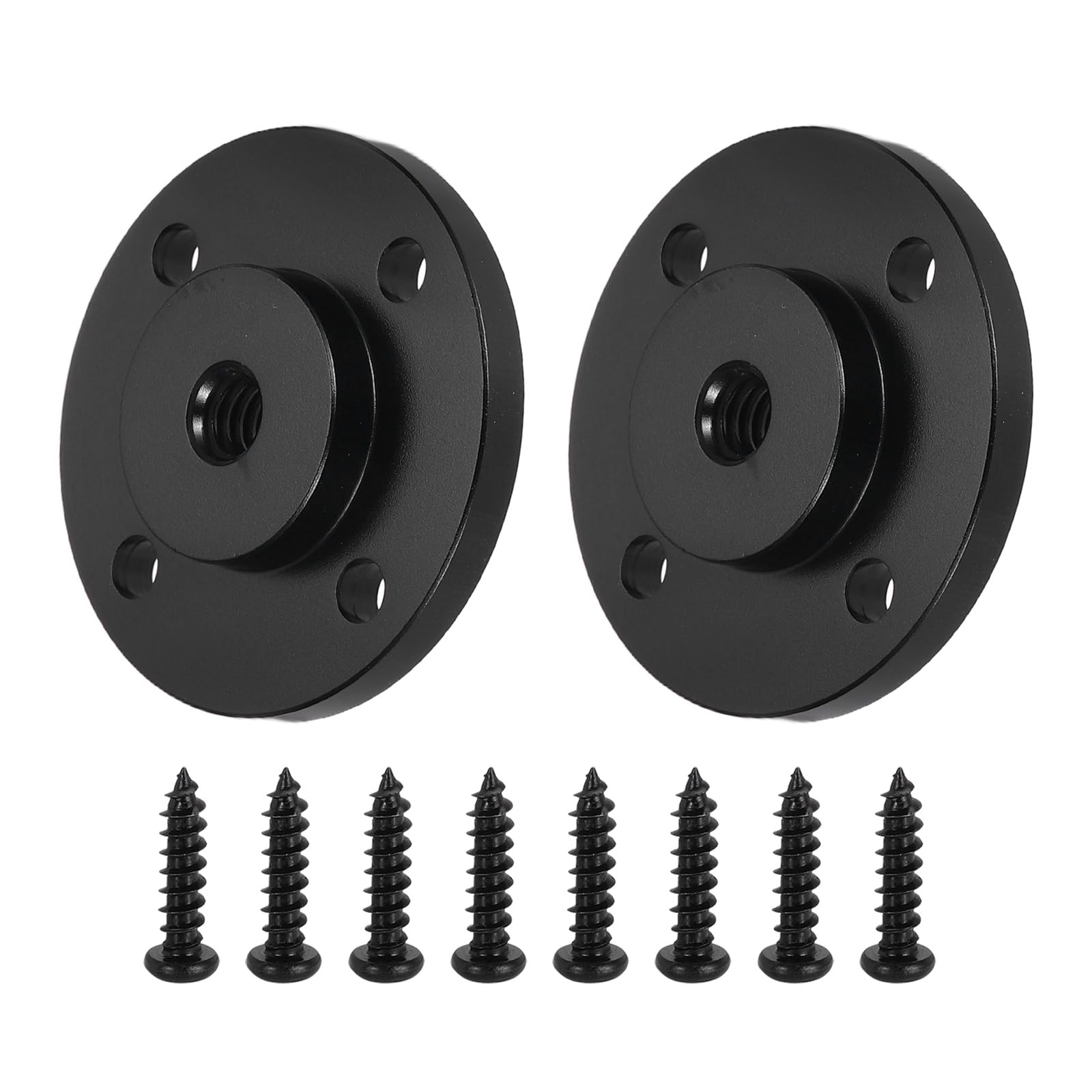 PATIKIL 2Pcs 1/4"-20 UNC Female Thread Microphone Flange Mount, Desktop Gooseneck Table Mounts Base with Round Head Screw, Black