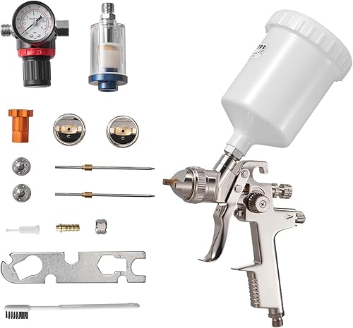 Miniatura 10 de VEVOR HVLP - Pistola pulverizadora de pintura de alimentación por gravedad con 3 boquillas (1.3/1.4/0.067 in), pulverizador de pintura automático de