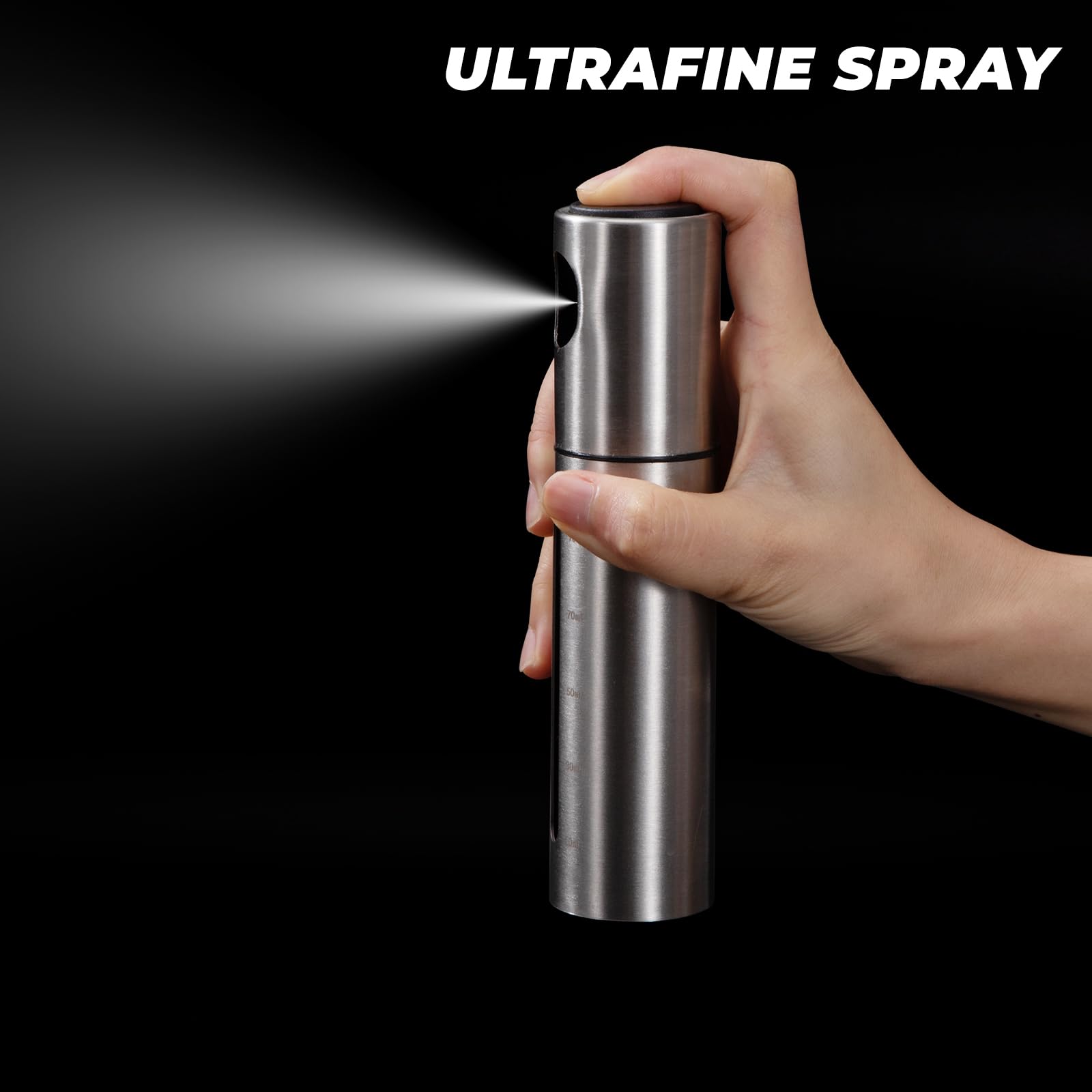 Spruzzatore Olio Acciaio Inossidabile Oil Spray Bottle 100ml Nebulizzatore Olio Oliva Controllo Dell'Olio Nebulizzatore Olio Con Scala per Cucinare Grigliare Insalata 2 Pezzi arrotondato