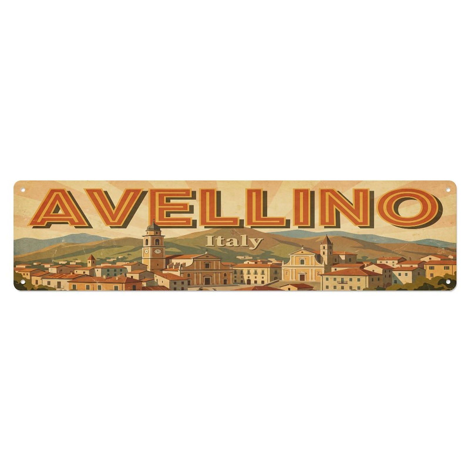 Retro Travel Italy Avellino Metal Tin Sign