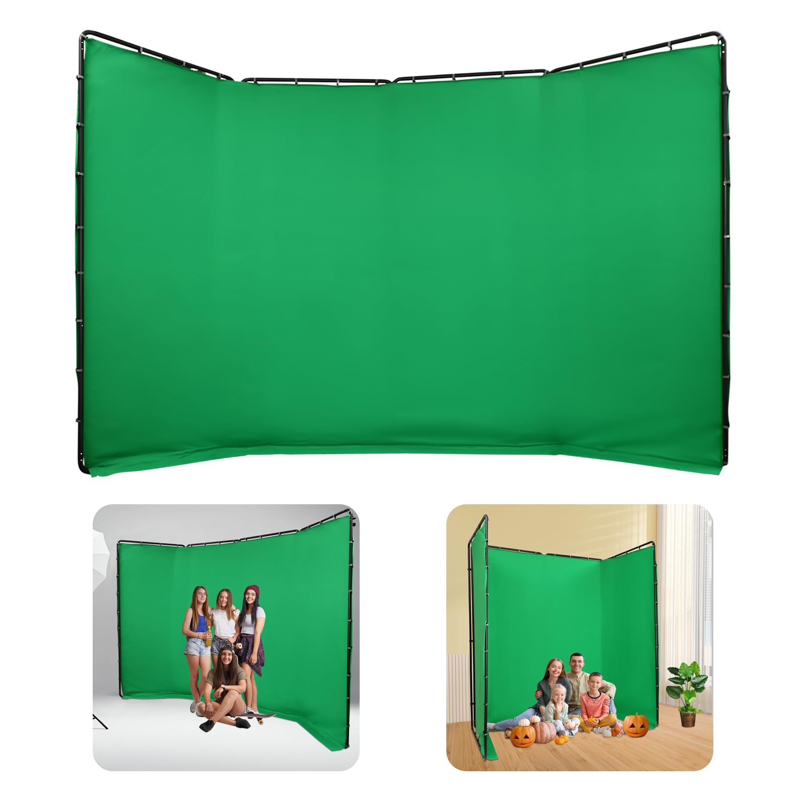 Soporte de fondo, 3,88 x 2,3 m, resistente a las arrugas, plegable, color verde/blanco/negro, pantalla para fotografía de vídeo de estudio fotográfico, fotografía en la cabeza de retrato (verde)