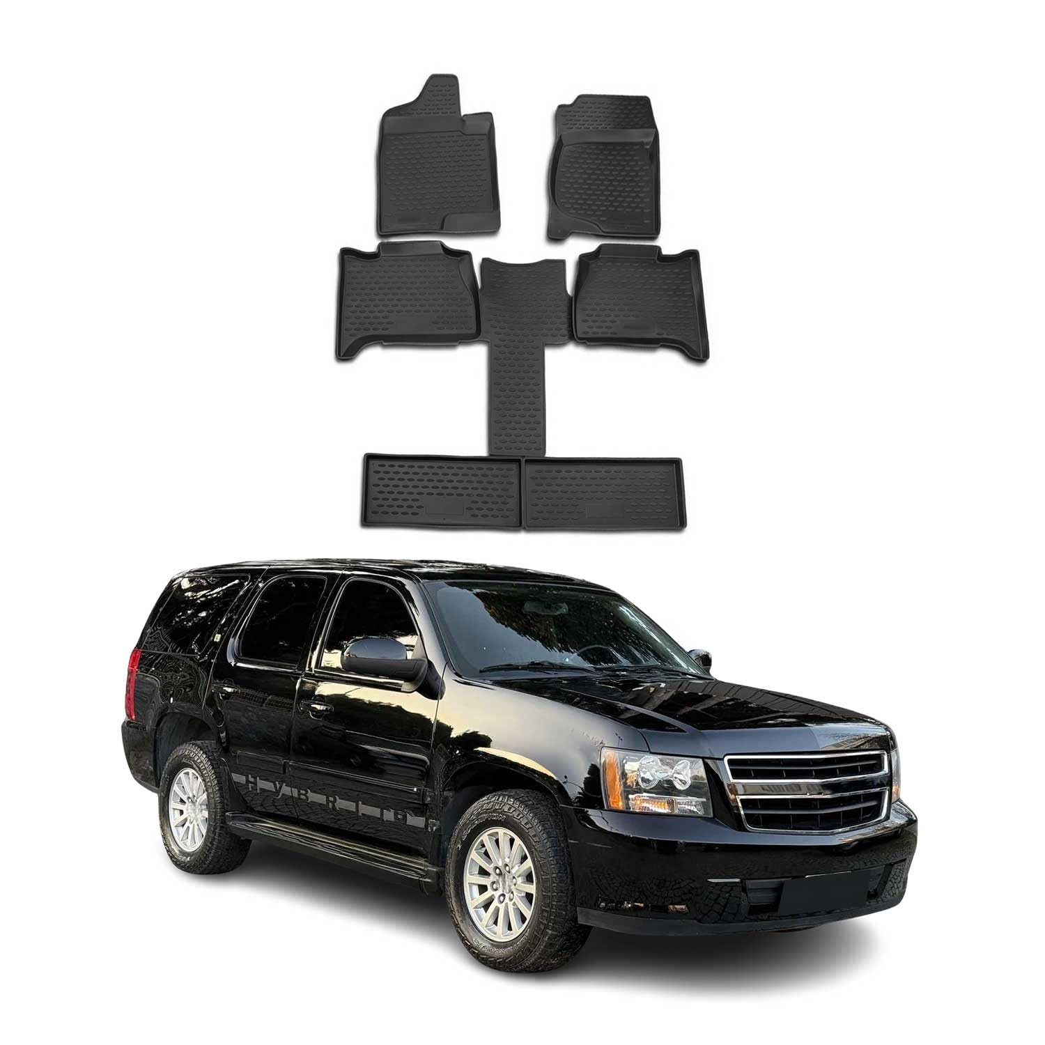 OMAC Dywaniki Gumowe Dywaniki Pasujące do Chevrolet Tahoe 2007-2014 7 Fotel TPE Czarny 6X