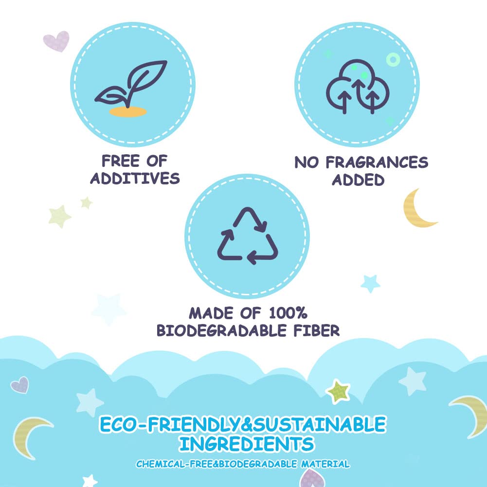 Orighty Lingettes sèches pour bébé – Gants de toilette super doux, tissu 100 % non parfumé pour la peau sensible, idéal pour changer les
