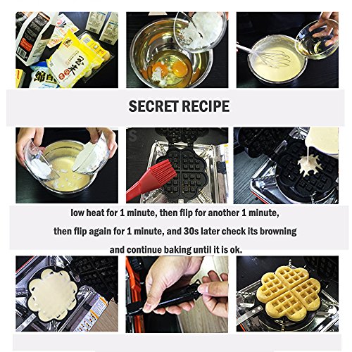 TAMUME Stovetop Waffeleisen für Herzwaffeln Gussaluminium Waffeleisen Belgische Herz Waffel Hersteller -4 Herz-geformt… – Bild 8