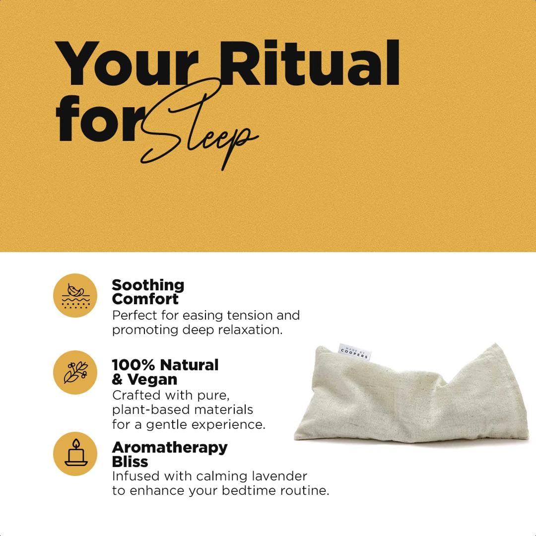 Made by Coopers Oreiller pour les yeux à la lavande et aux graines de lin - Oreiller pour les yeux en lin naturel pour la relaxation et l'aide au sommeil
