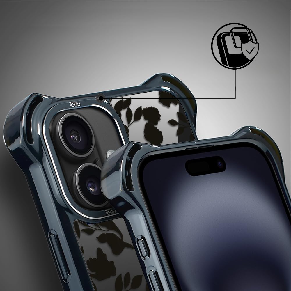 Etui do iPhone 16 IBIZU DropGuard Ultra kompatybilne z MagSafe, Midnight, Cienie liści