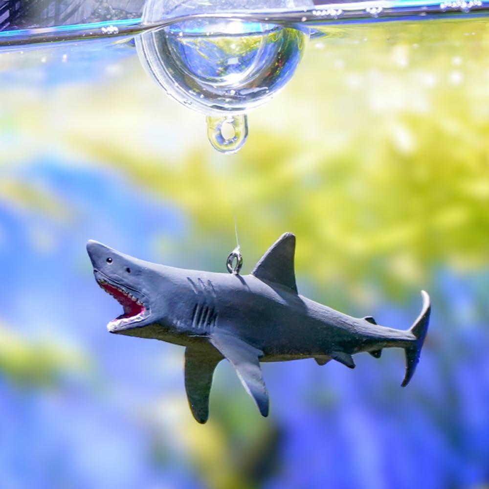 HIERYAN Mini Floating Shark Fish Tank Decorations, Realistic Resin Aquarium Ornaments with Adjustable Height, Cute Underwater Decor for Fish Tank, 2 Pack