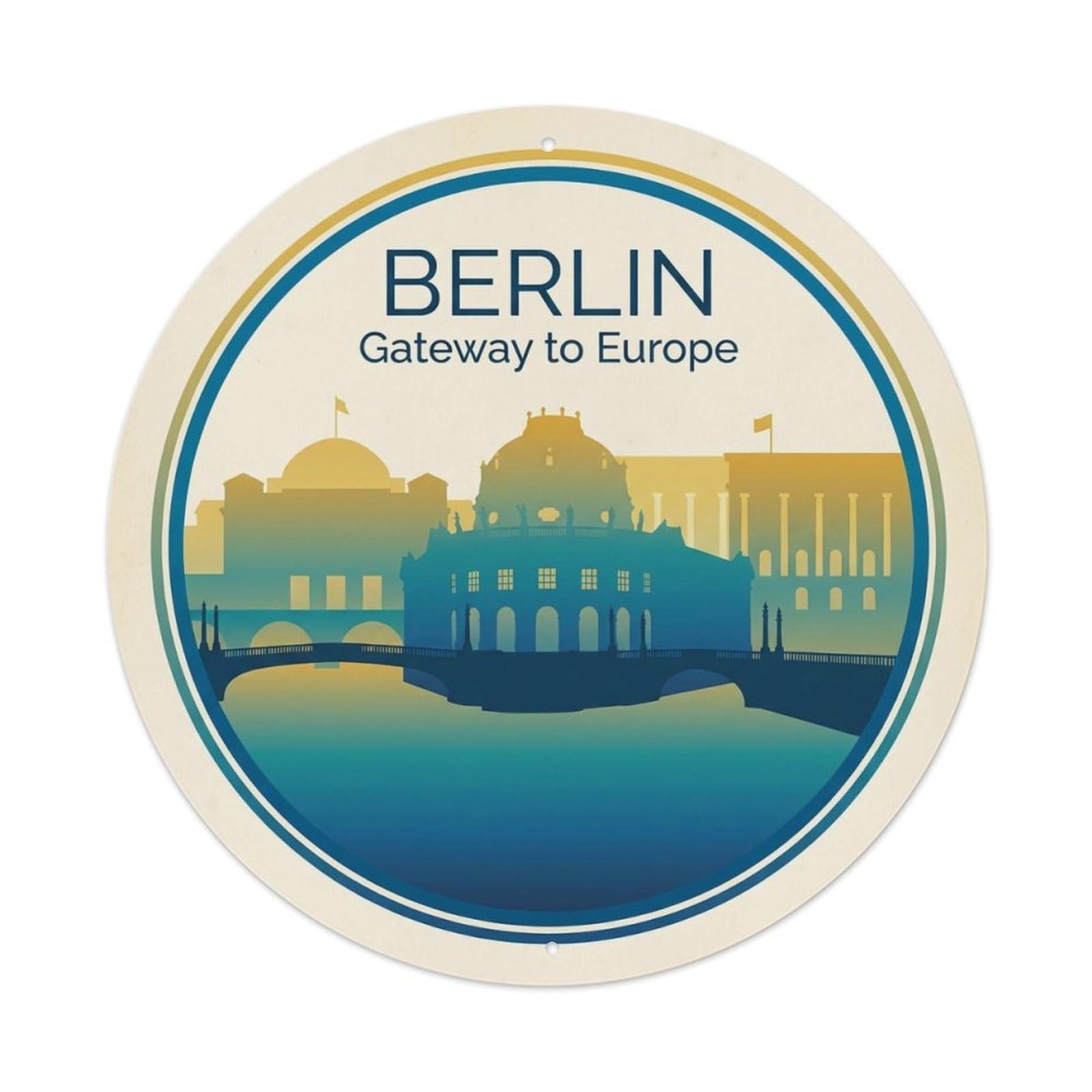 Yrnq 8X8inch Vintage Style Vintage Travel Berlin Germany Signature 1 Metal Tin Sign