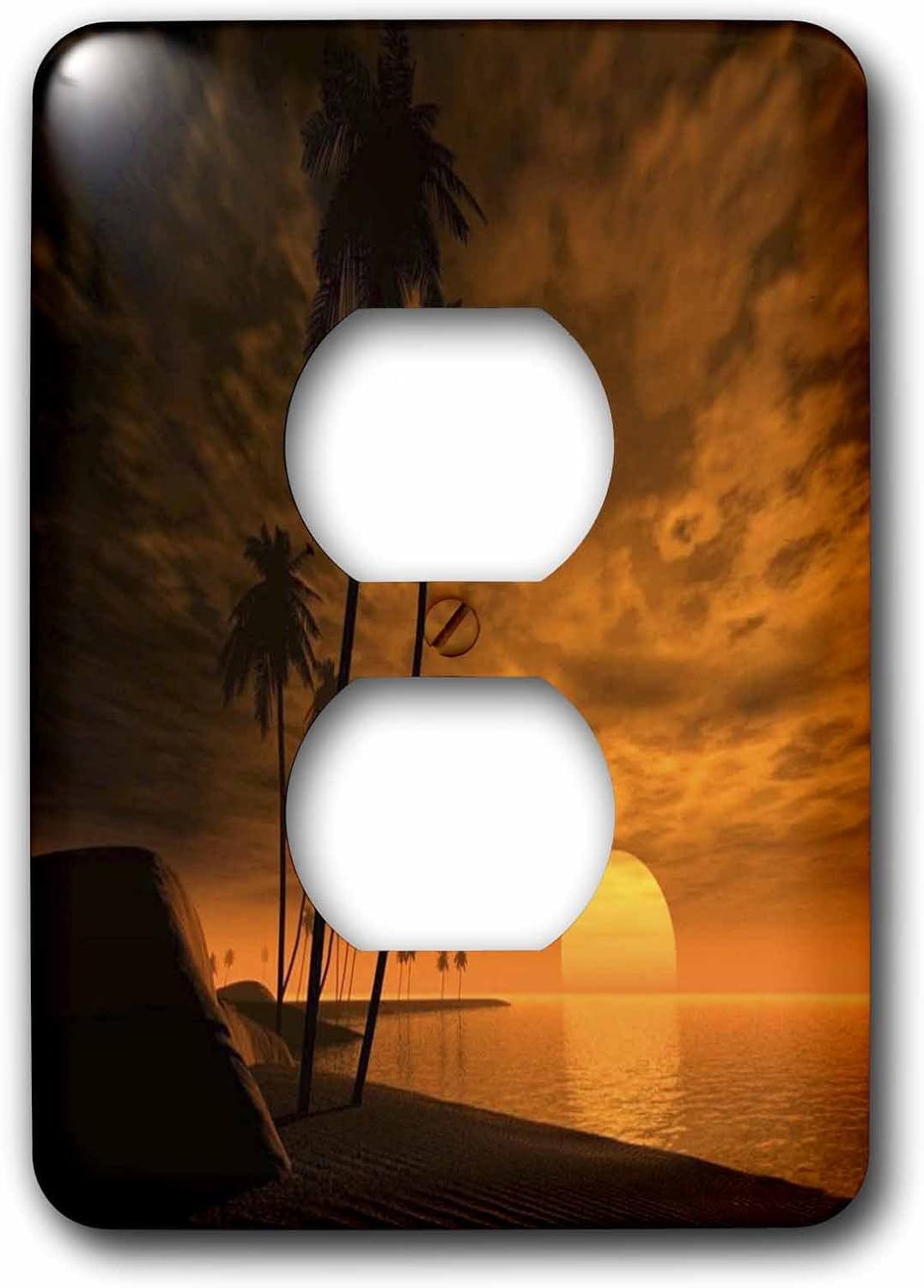 3dRose lsp_56135_6 Tropical Orange Nite with Full Moon 2 Plug Outlet Cover