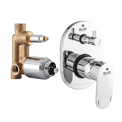 Rocio Diverter Set for Bathroom, Complete Set with Hot and Cold Single Lever & Brass Concealed Body, Chrome Plated, 10 Year Warranty