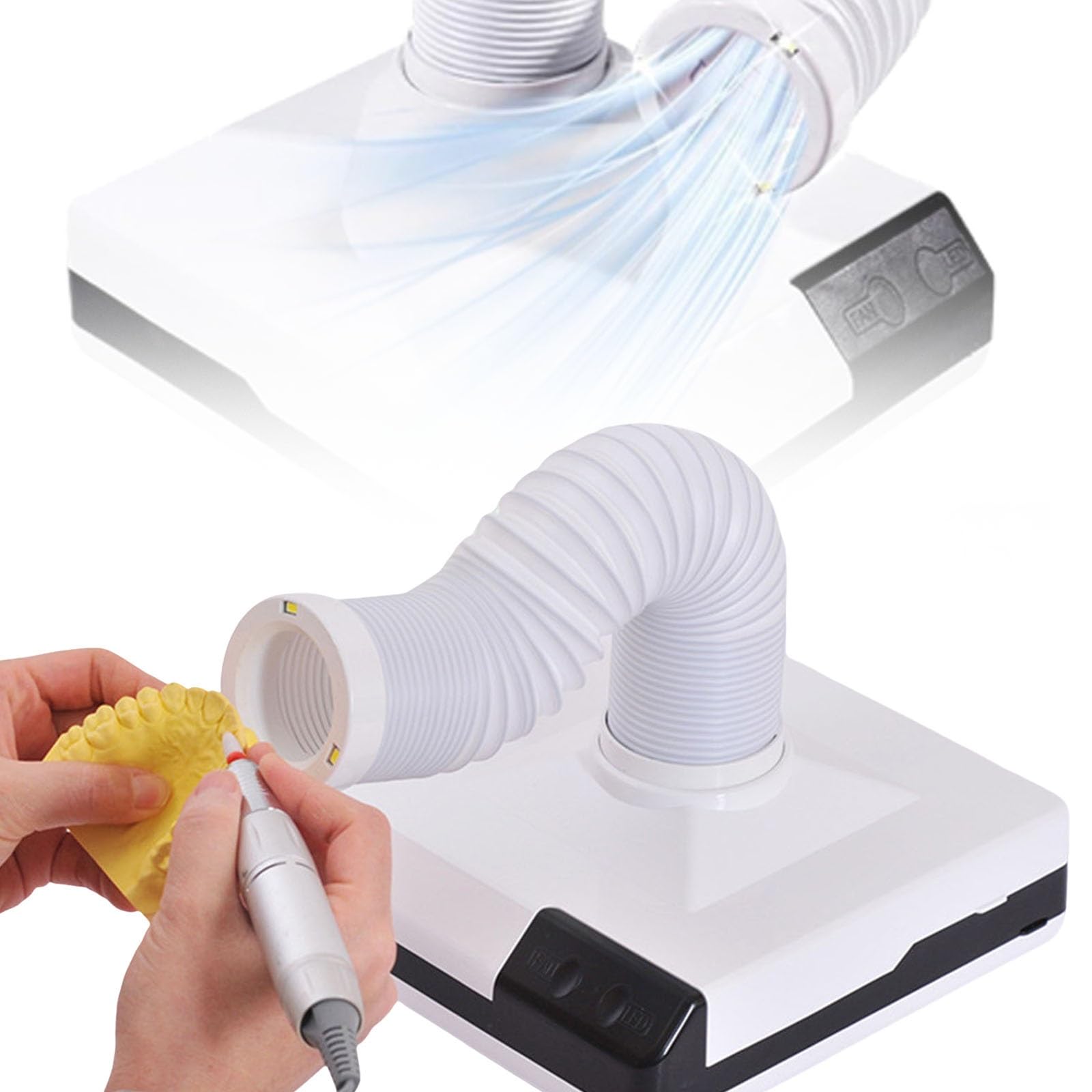 Rspppjq One Color Tabletop Dental Vacuum Cleaner,Dental Model Dust Suction Extractor,Dental Polishing Dust Collector With Fan And Led Telescopic Tube Elbow Design, For Dental Laboratory