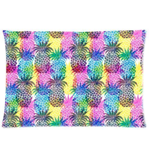 Ackershop Colorful Pineapple Art pattern pillowcase 20 X 30 inch Zippered Pillow Case two sides printing satin fabric (custom Personalized pillowcase)