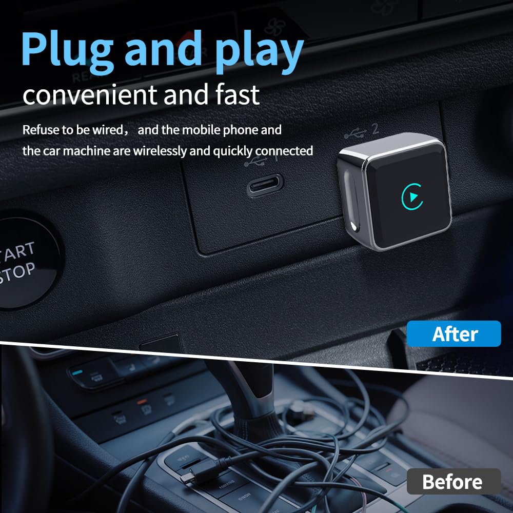 Mini Wireless CarPlay Adapter UK&Android Auto Wireless Adapter UK Plug&Play Car Play Wireless Adapter Fast Convert 5.8GHz WiFi Bluetooth Car Adapter 3–5s Auto Connect USB A&C iOS 10+ Android 10+ — view 8