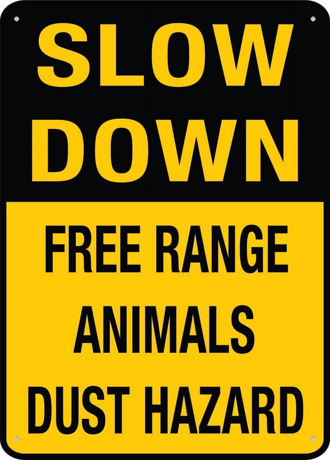 peiyeety Slow Down Free Range Animals (Dust Hazard) Sign - 8"x12" Rust Free Aluminum, Outdoor/Indoor For Home/Business/Yard
