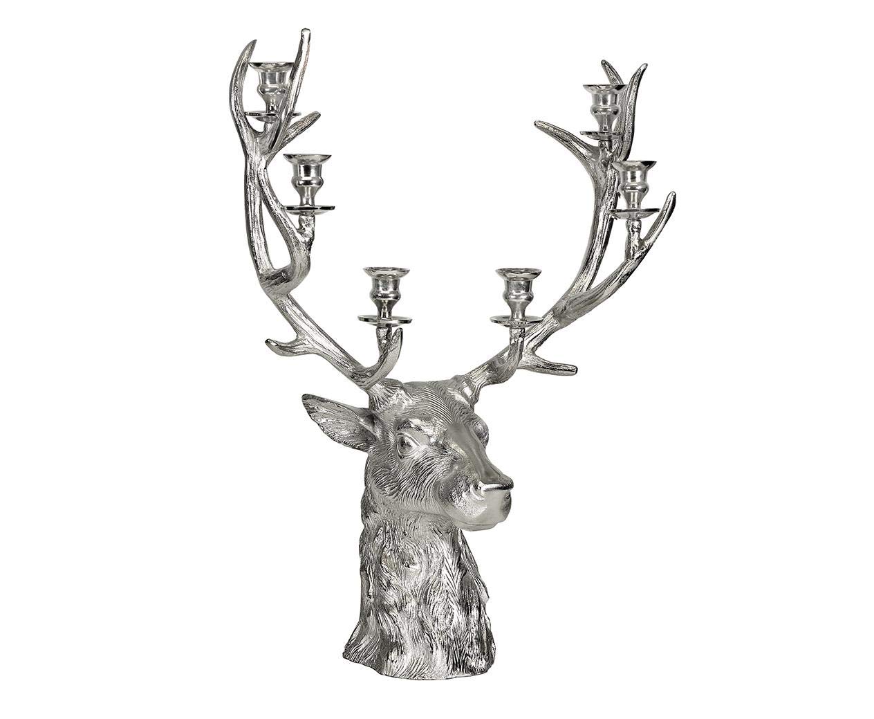 Edzard bougeoir Renne, Aluminium, Hauteur 65 cm, Argenté