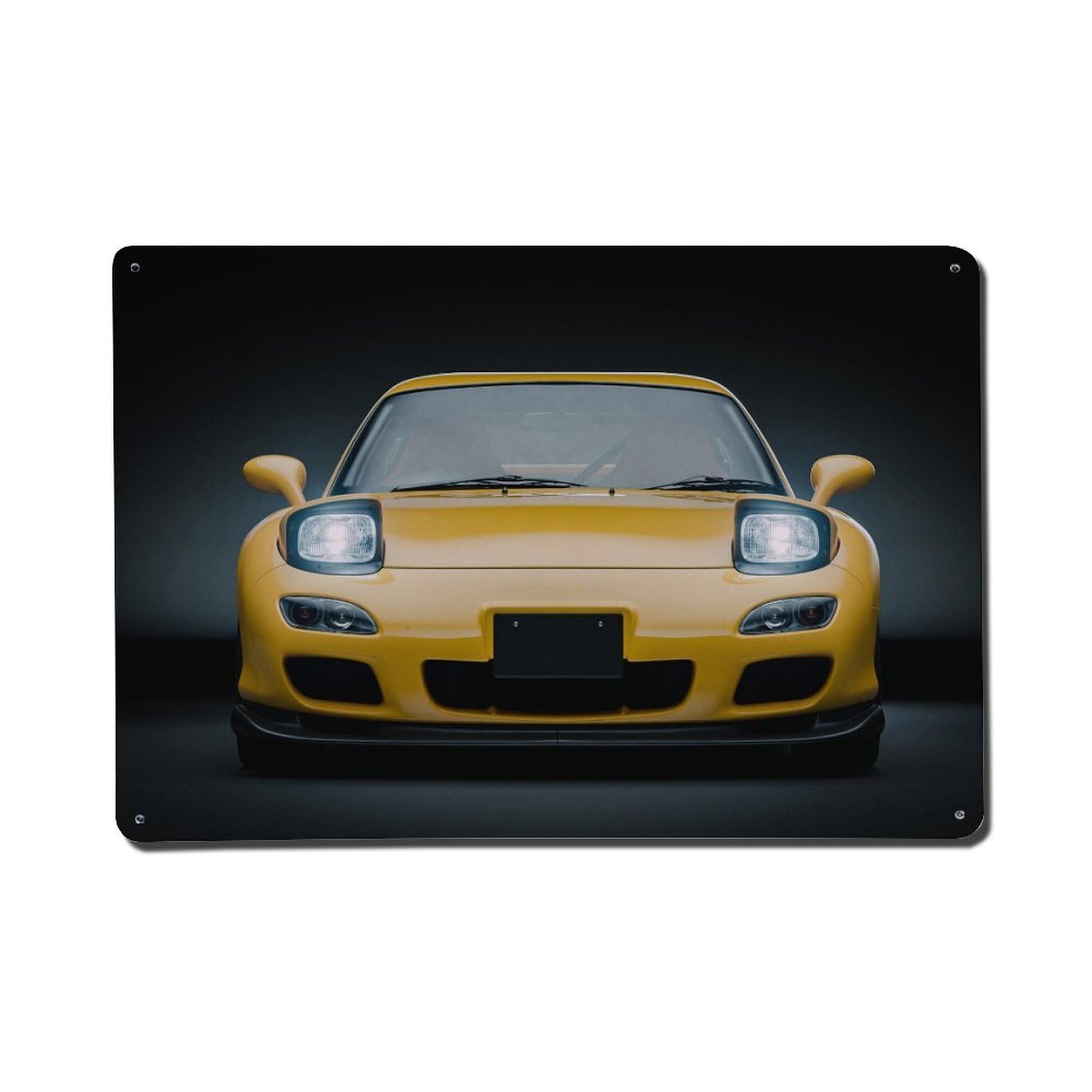 JDM Car Yellow RX-7 FD3S Vintage Racing Car Metal Tin Sign Plaque Wall Decor for Cafe, Club, Garden Metal Poster 8x12Inch