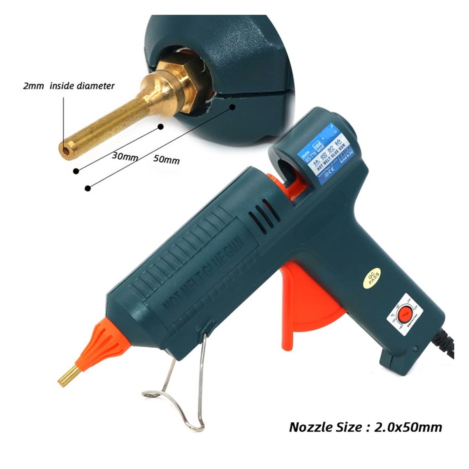 Pistola De Silicona, Boquilla de cobre larga de 150W, pistola de pegamento de fusión en caliente, temperatura ajustable for barras de pegamento de 11mm, pistola de pegamento adhesiva industrial profes