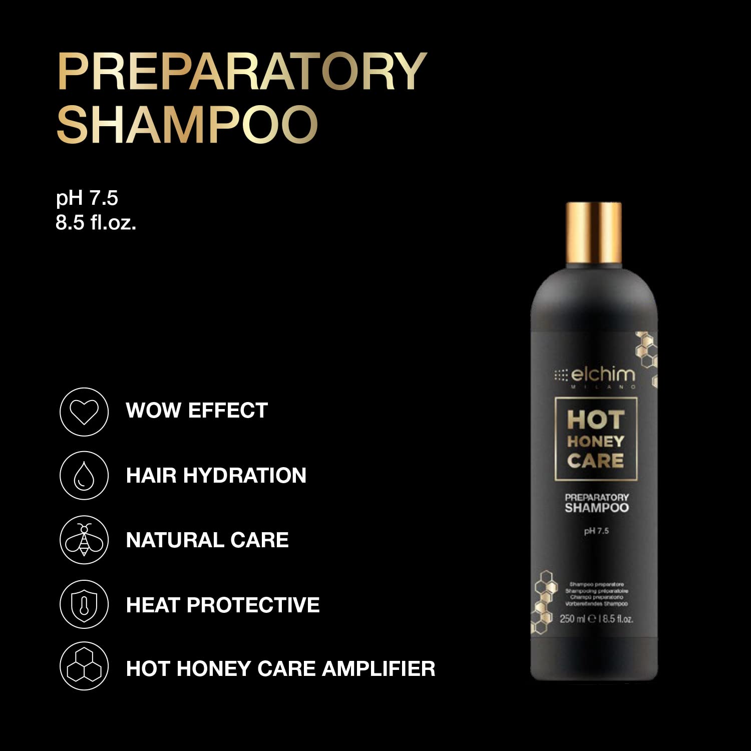 Elchim Hot Honey Care Preparatory Shampoo, 8.5 fl. oz.