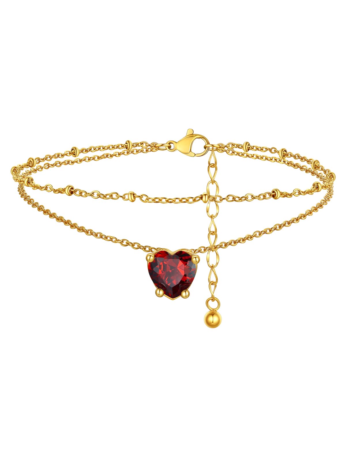 FindChic Birthstone Anklets for Women Layered Ankle Bracelets for Women