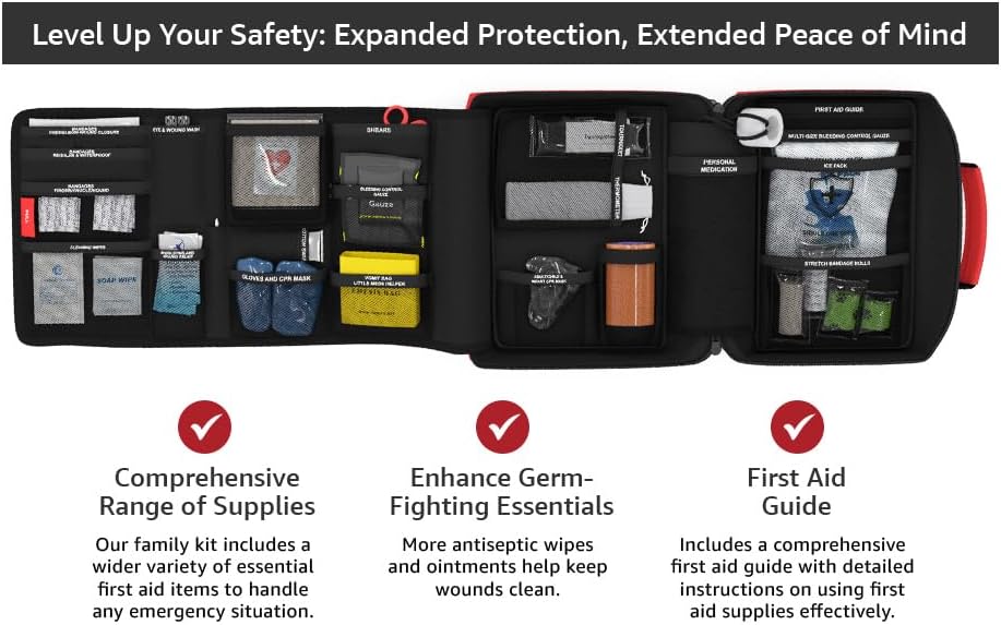 Miniatura 5 de Kit de primeros auxilios y RCP para la familia, kit médico de emergencia para toda la familia, niños, niños y jóvenes. Perfecto para camping,