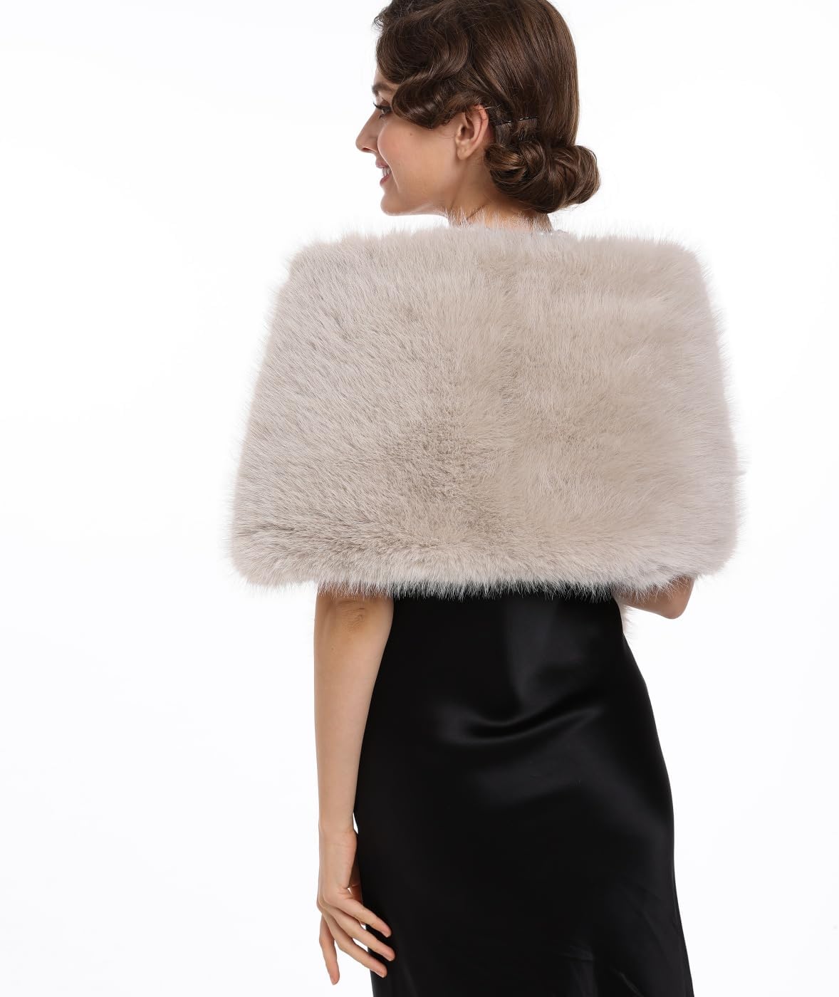 SAFERIN Women's Winter Faux Fake Fur Straight Wedding Halloween Party Custume Accessory Scarf Wrap Collar Shawl Shrug - Image 5