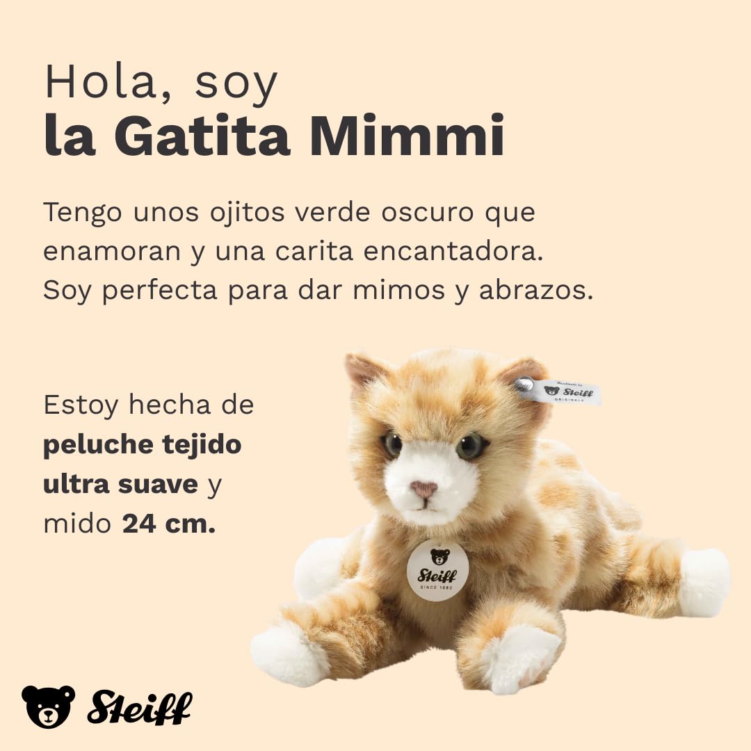 Steiff Peluche Gatita Mimmi, Peluche Adorable con Ojos de plástico, para niños y niñas, Peluche 24 cm, Amarillo, 099229