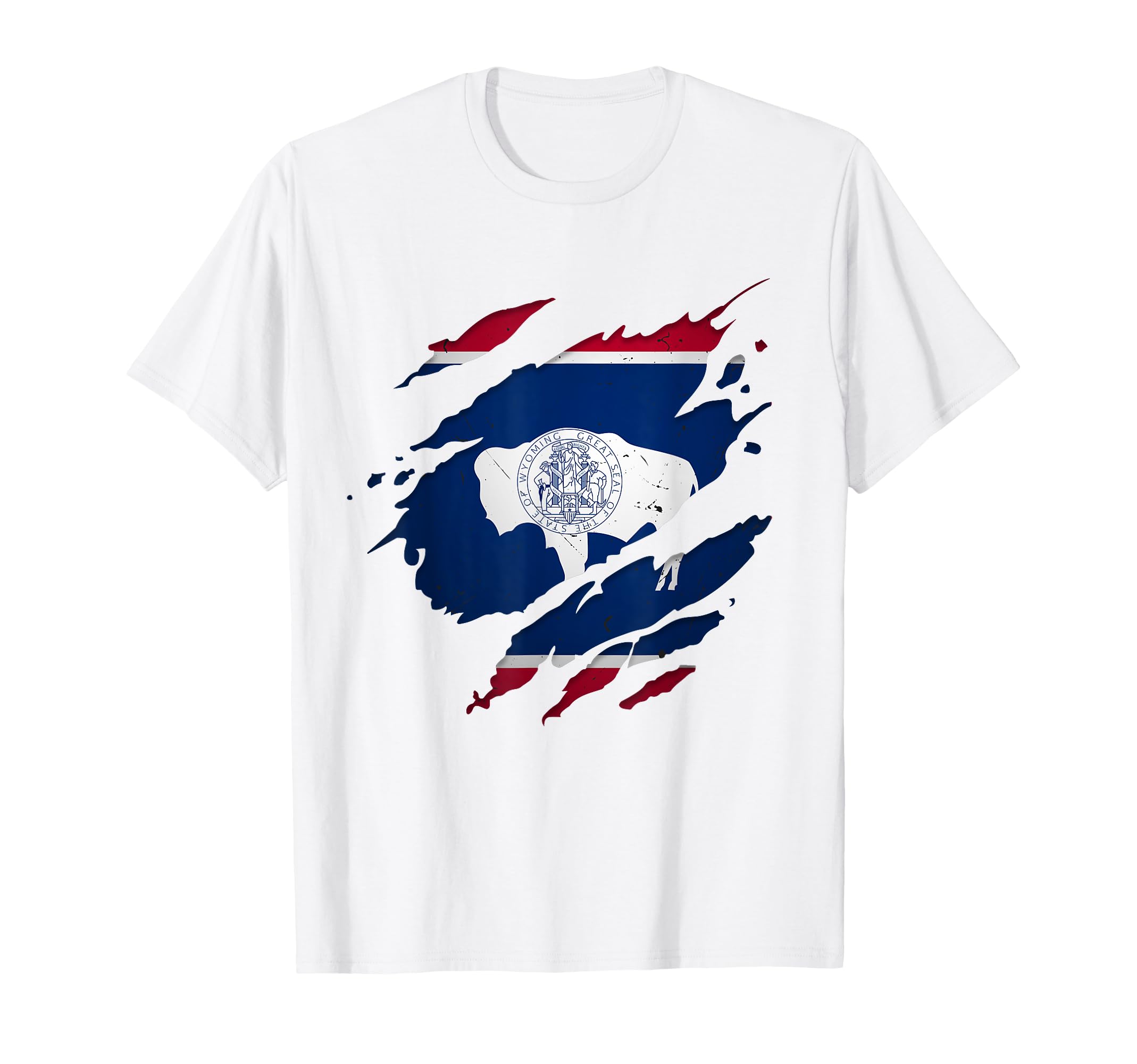 Proud Wyomingite Shirts | WY State Torn Ripped Wyoming Flag T-Shirt