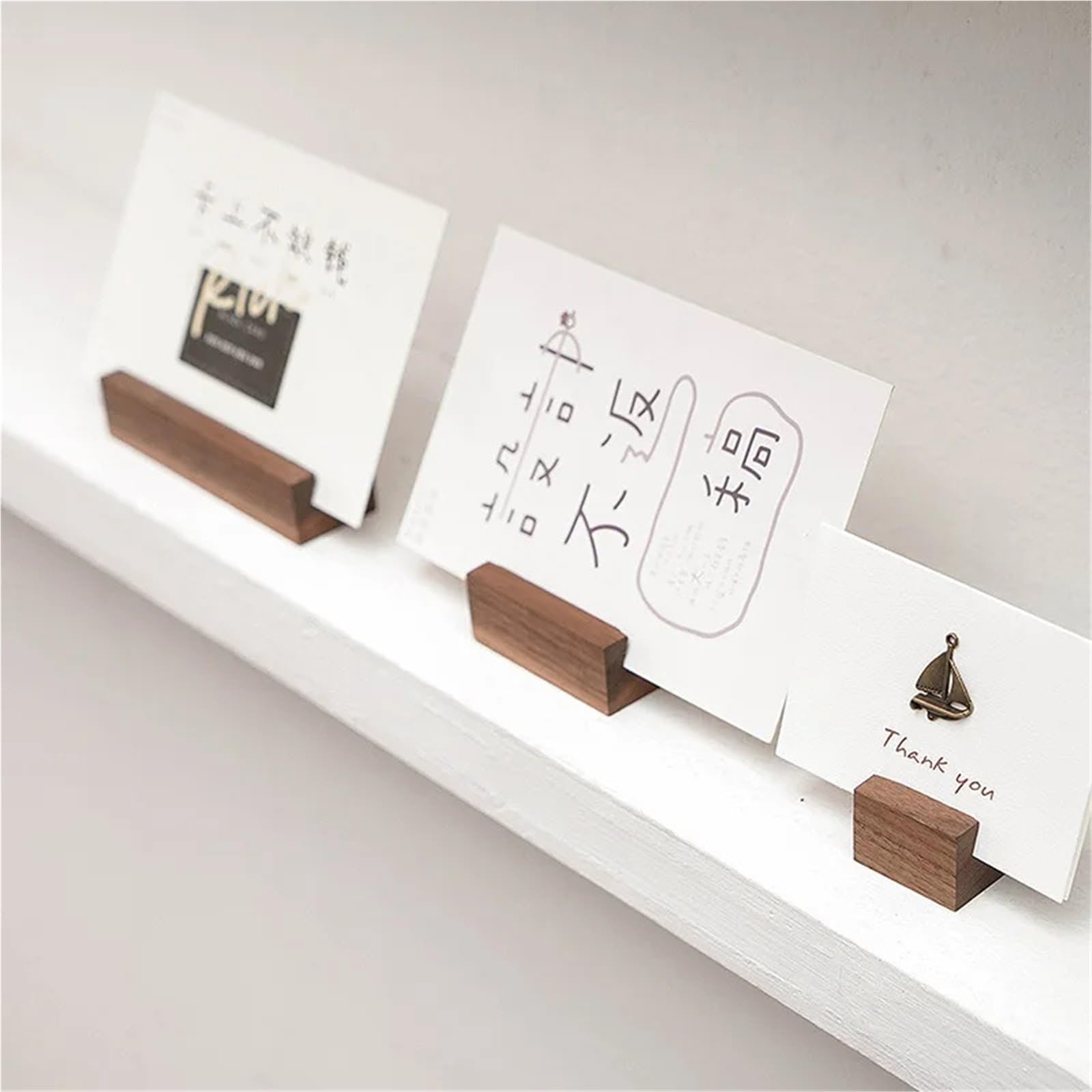 2 Stück Massivholz-Notizblock, Preisschild, Hotelmenü, Postkarten-Basis, Ausstellungsstand, Fotokartenhalter, Grußkartenhalter Für Tischplatte(22x80mm)