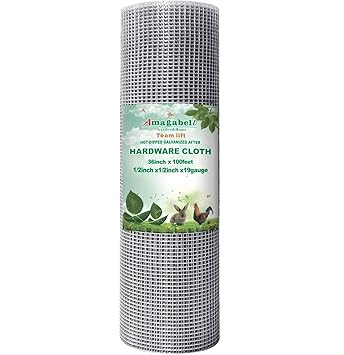 Amagabeli 1/2 Hardware Cloth 36 x 100 19 gauge Galvanized Welded Wire Metal Mesh Roll Vegetables Garden Rabbit Fencing Snake Fence for Chicken Run Critters Gopher Racoons Opossum Rehab Cage Window