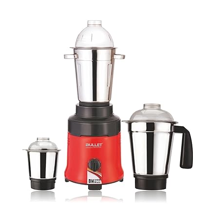 BULLET MASTER 1200 Watt Commercial Mixer Grinder, 100% Copper Motor, 3 Jars -Liquidizing (1.5L), Grinding (1L), Chutney (0.5L), Heavy Duty Blender for Restaurants, Shops and Heavy Kitchen Usage
