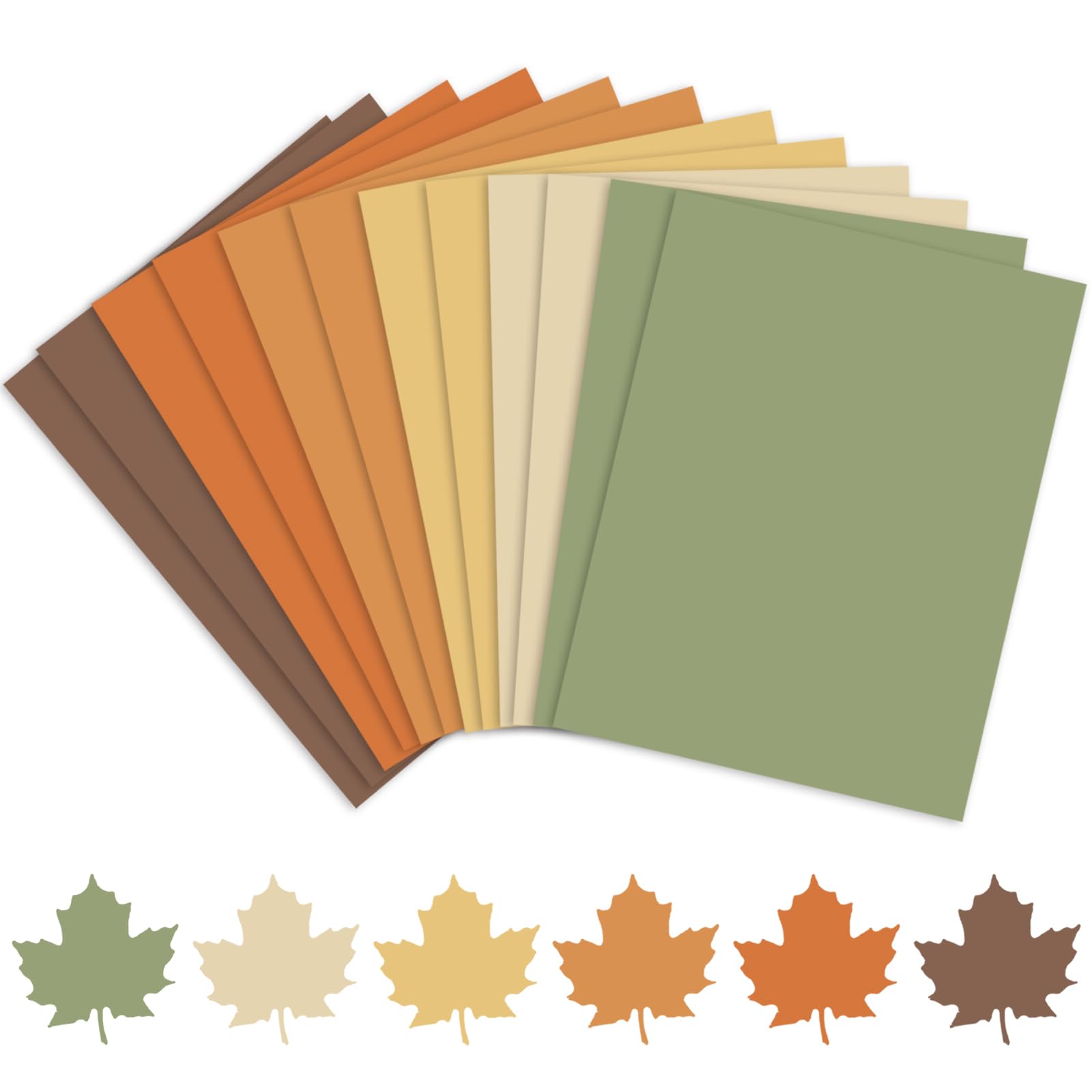 FYSUIMU 60 arkuszy różnych jesiennych kolorów boho papier na karty pomarańczowy zielony brązowy żółty papier do scrapbookingu na jesień Święto Dziękczynienia wydruki DIY artykuły rzemieślnicze, 20 x